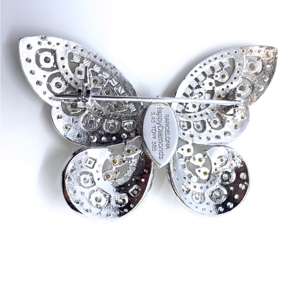 ππ¦ 3.43CT DIAMOND BUTTERFLY BARCELONA DESIGNER HAPPY DIAMONDS GOLD BROOCH PIN - Picture 3 of 4